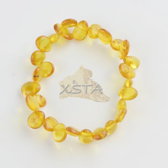 Honey polished leave shape amber beads bracelet